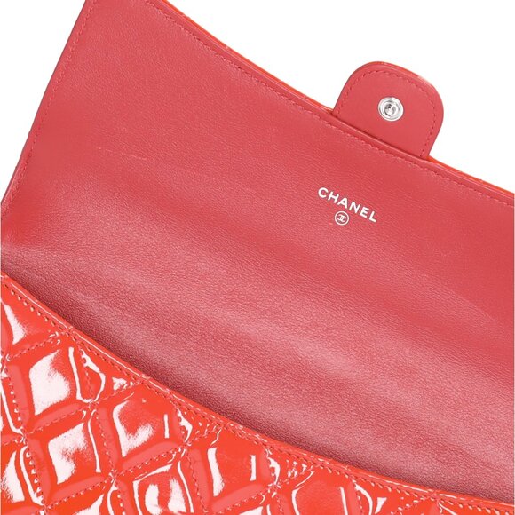 CHANEL 4 in 1 Wallet Orange Patent Leather Passport Holder Coin Card Pouch - Picture 9 of 10